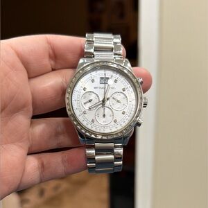 Michael Kors MK6186 Brinkley Silver Chronograph Crystal Watch